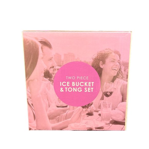 Diamond Embossed 2 Piece Serving Ice Bucket & Tong Set Shatter Resistant Purple - Picture 2 of 11